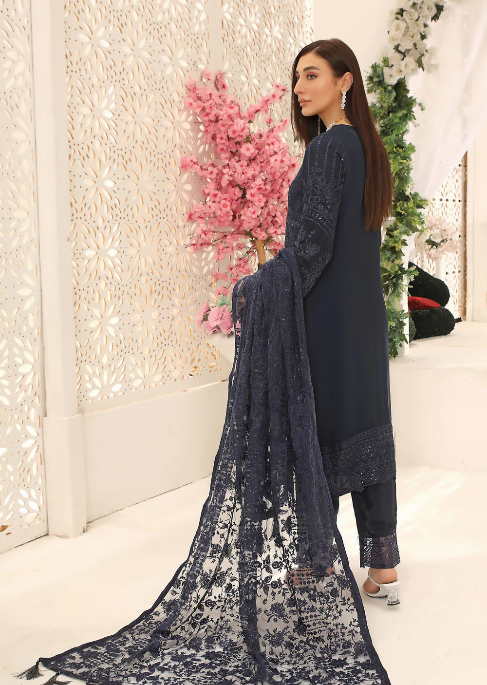 PS1664 Navy Readymade Chiffon Suit - Image 2