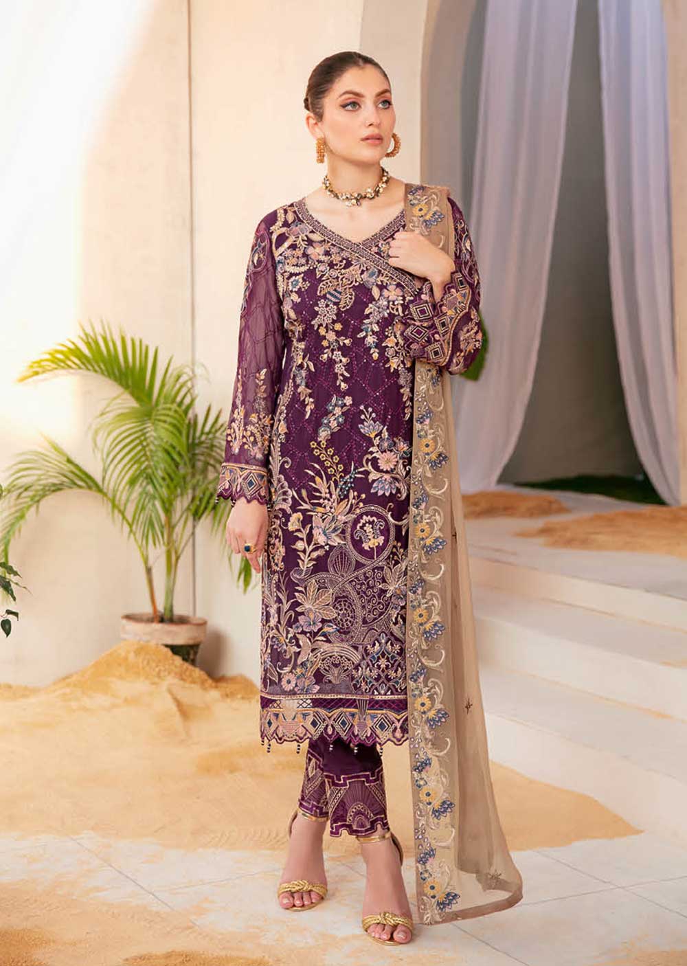 R-2206-R - Readymade - Chiffon Collection by Ramsha Vol 22