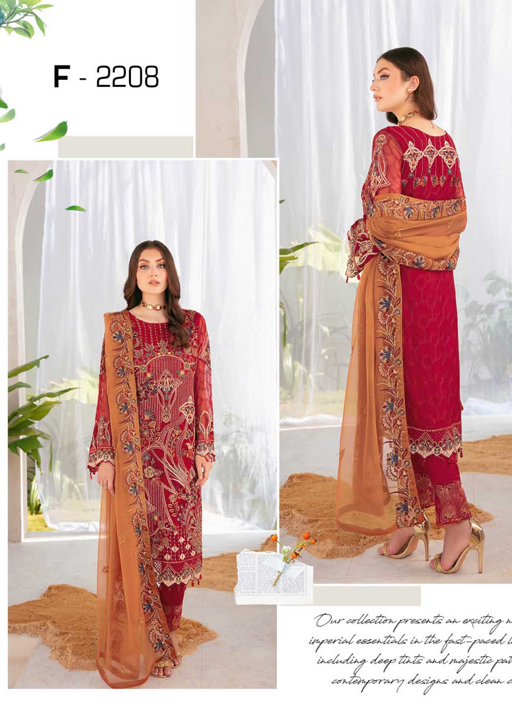 R-2208-R - Readymade - Chiffon Collection by Ramsha Vol 22 - Image 2