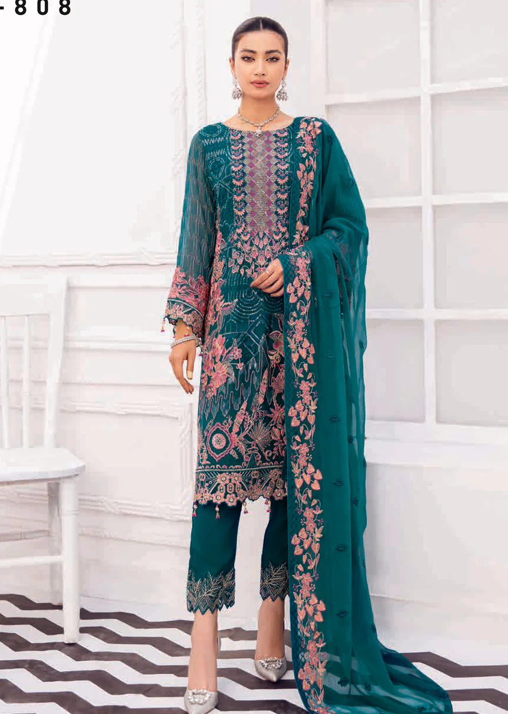 R-808-R - Readymade - Rangoon Chiffon Suit 2022