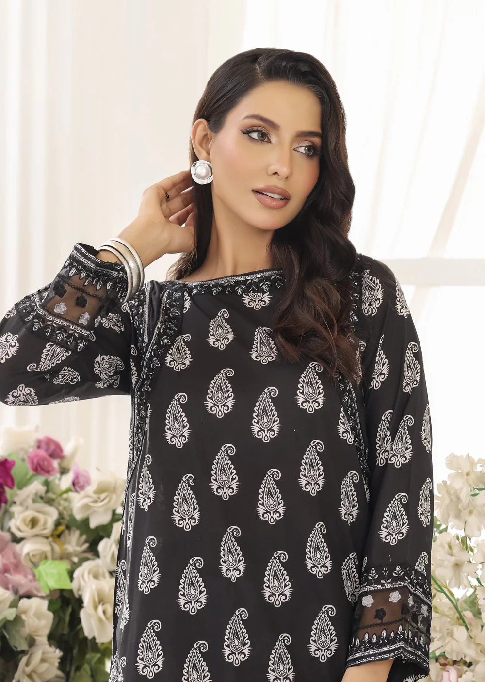 RBY-106 - RABIYA -Black Cotton 2 Piecce Co-ord Farshi - Image 2