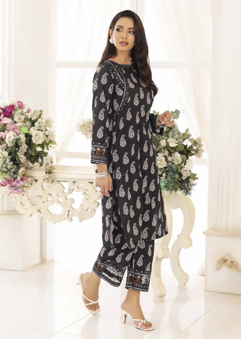 RBY-106 - RABIYA -Black Cotton 2 Piecce Co-ord Farshi - Image 4