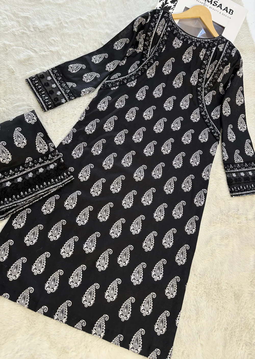 RBY-106 - RABIYA -Black Cotton 2 Piecce Co-ord Farshi - Image 5