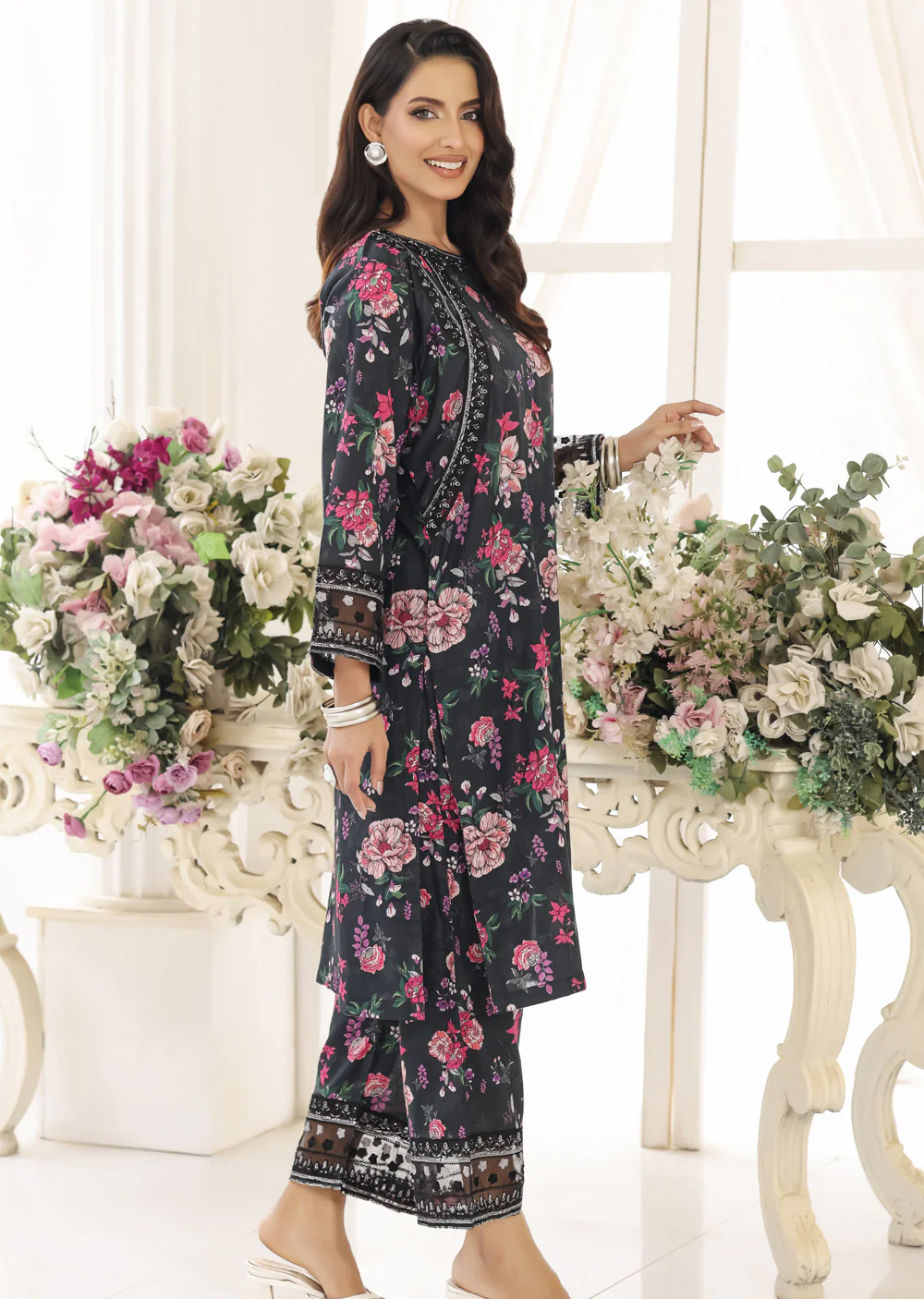 RBY-107 - RABIYA -Black Cotton 2 Piecce Co-ord Farshi - Image 2