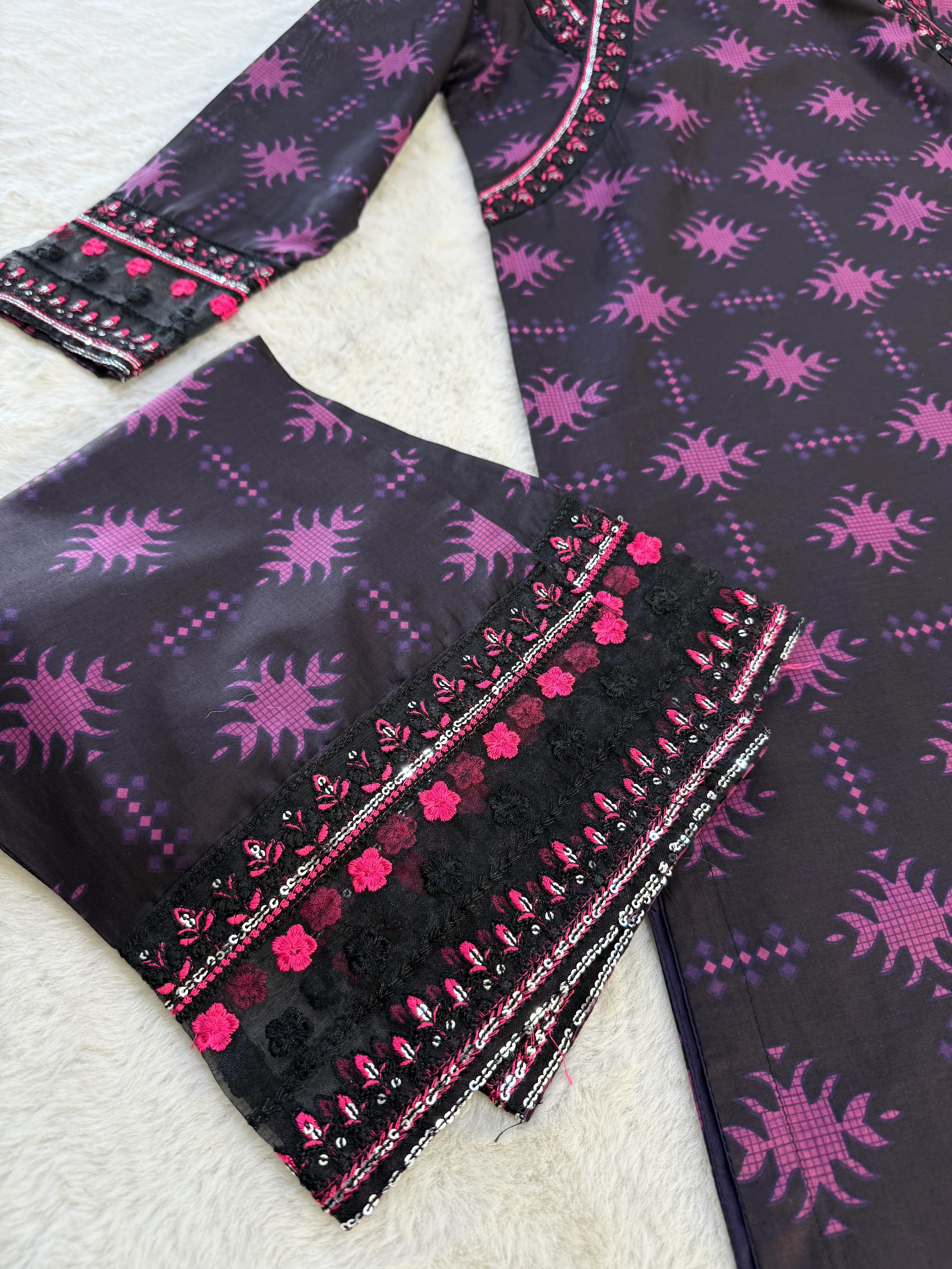 RBY-108 - RABIYA -Black Cotton 2 Piecce Co-ord Farshi - Image 2