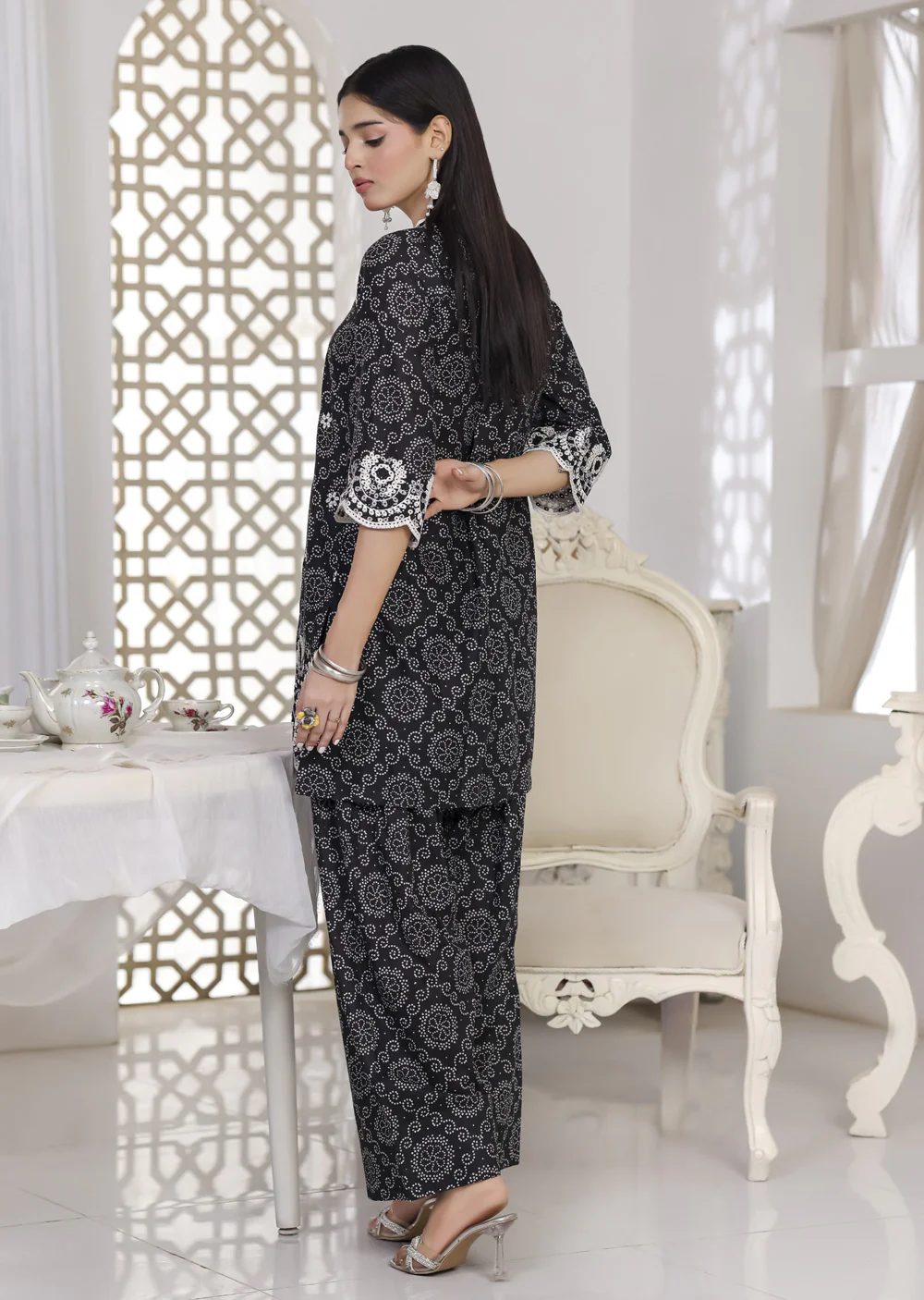 RBY-110 - RABIYA -Black Cotton 2 Piecce Co-ord Farshi - Image 3