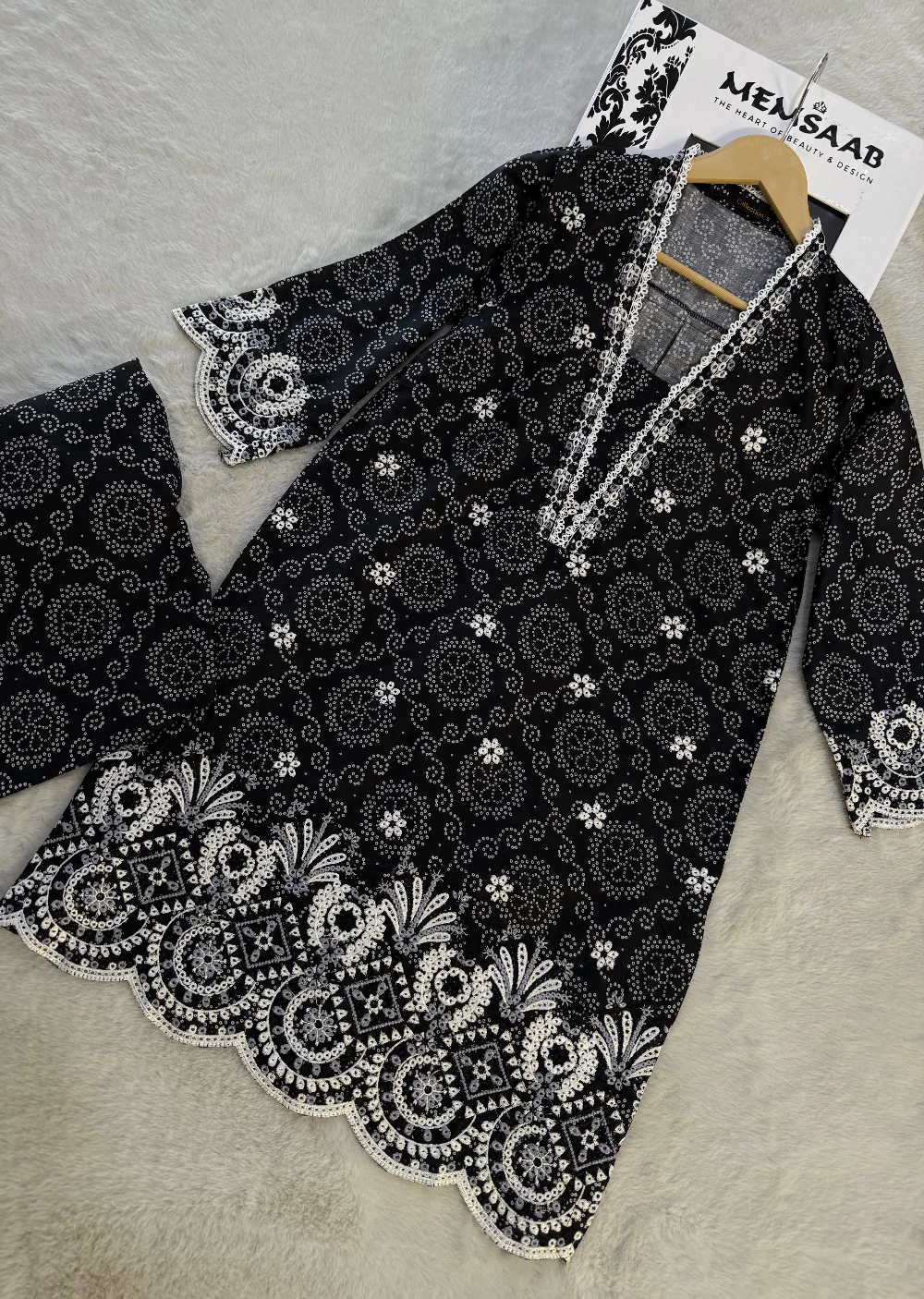 RBY-110 - RABIYA -Black Cotton 2 Piecce Co-ord Farshi - Image 4