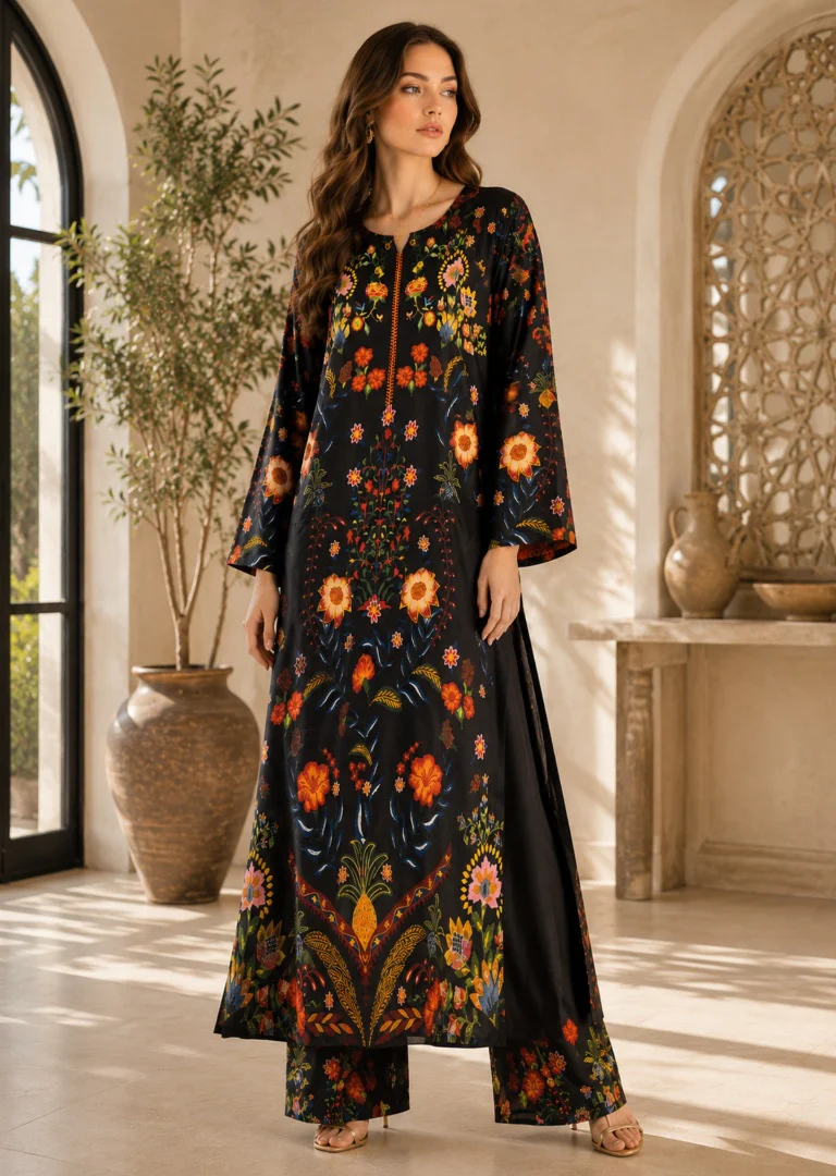 RBY-167-Readymade Silk 2 piece kaftaan - Image 4