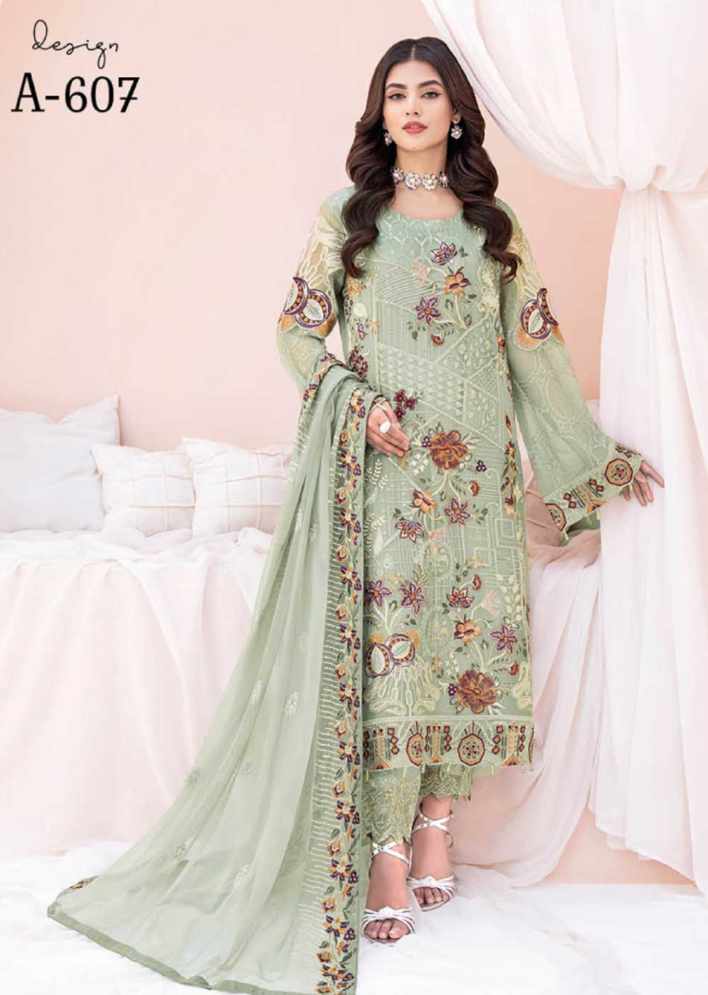 RCD-607-R - Readymade - Ramsha Chevron Chiffon Collection Vol 06 2023