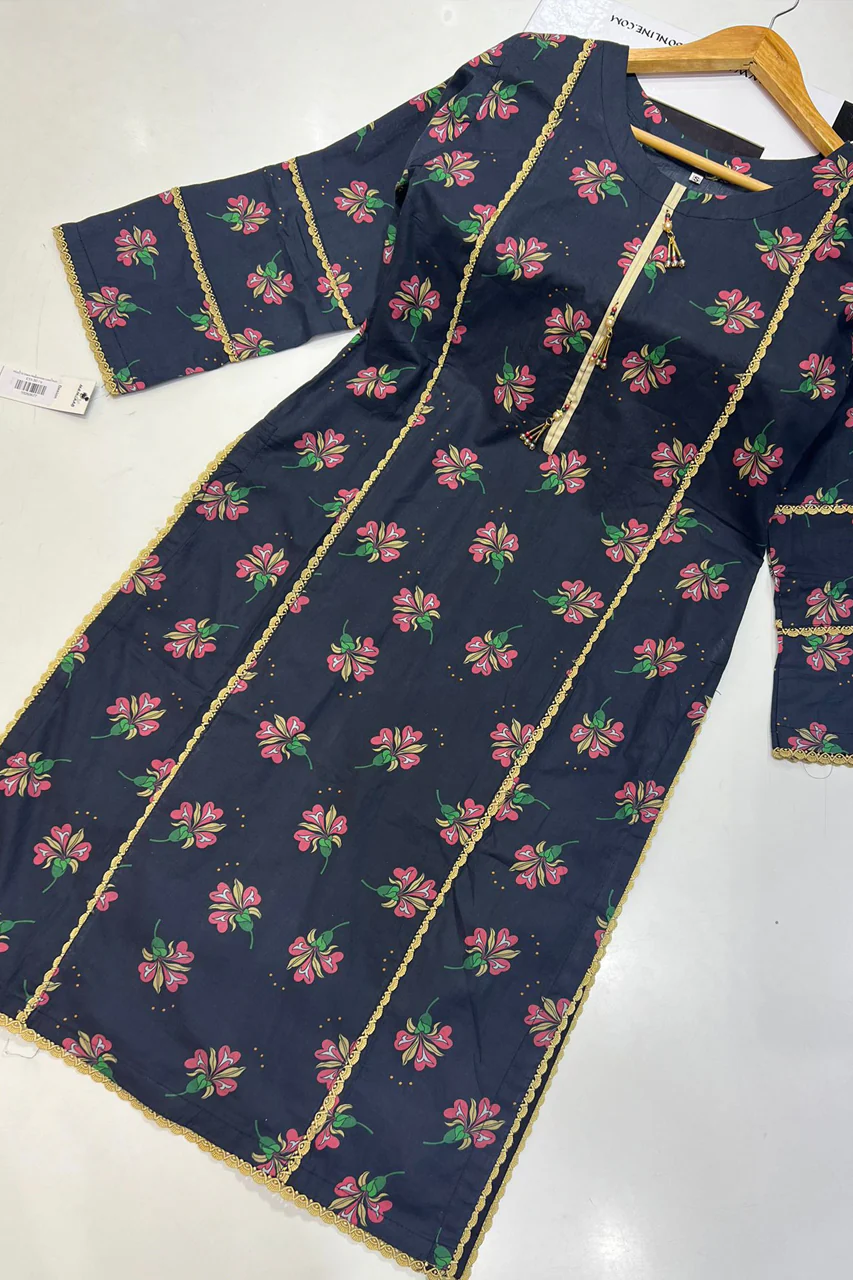 RGK216 Black Readymade Lawn Kurti