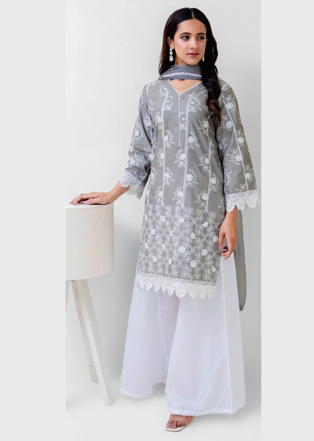 RGZ4015 Daisy - Grey Readymade Cotton Suit
