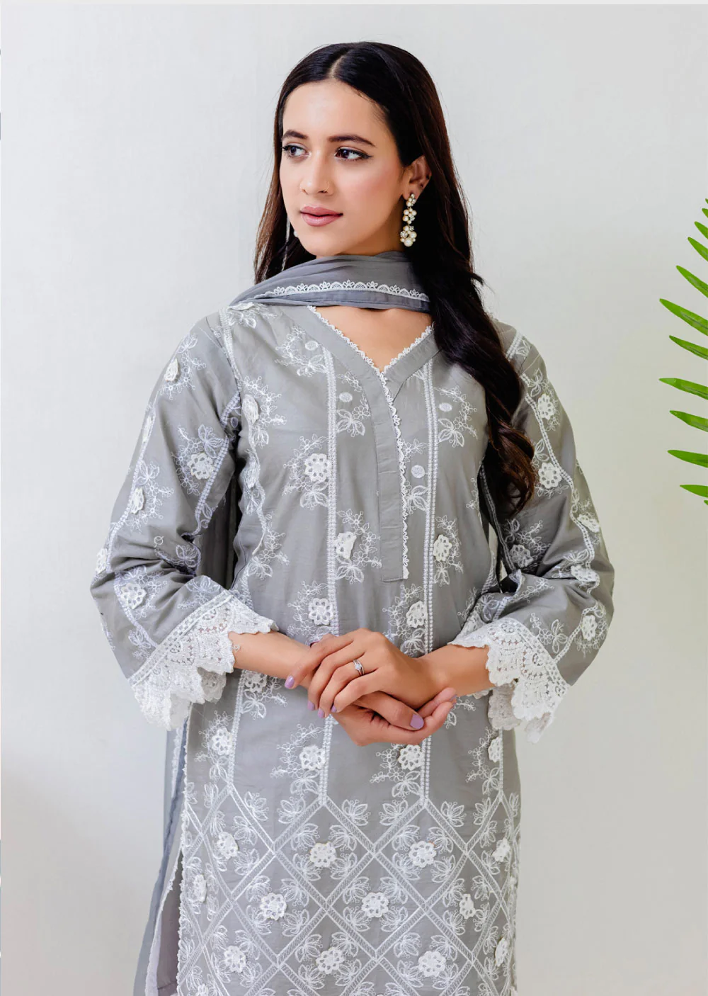 RGZ4015 Daisy - Grey Readymade Cotton Suit - Image 3