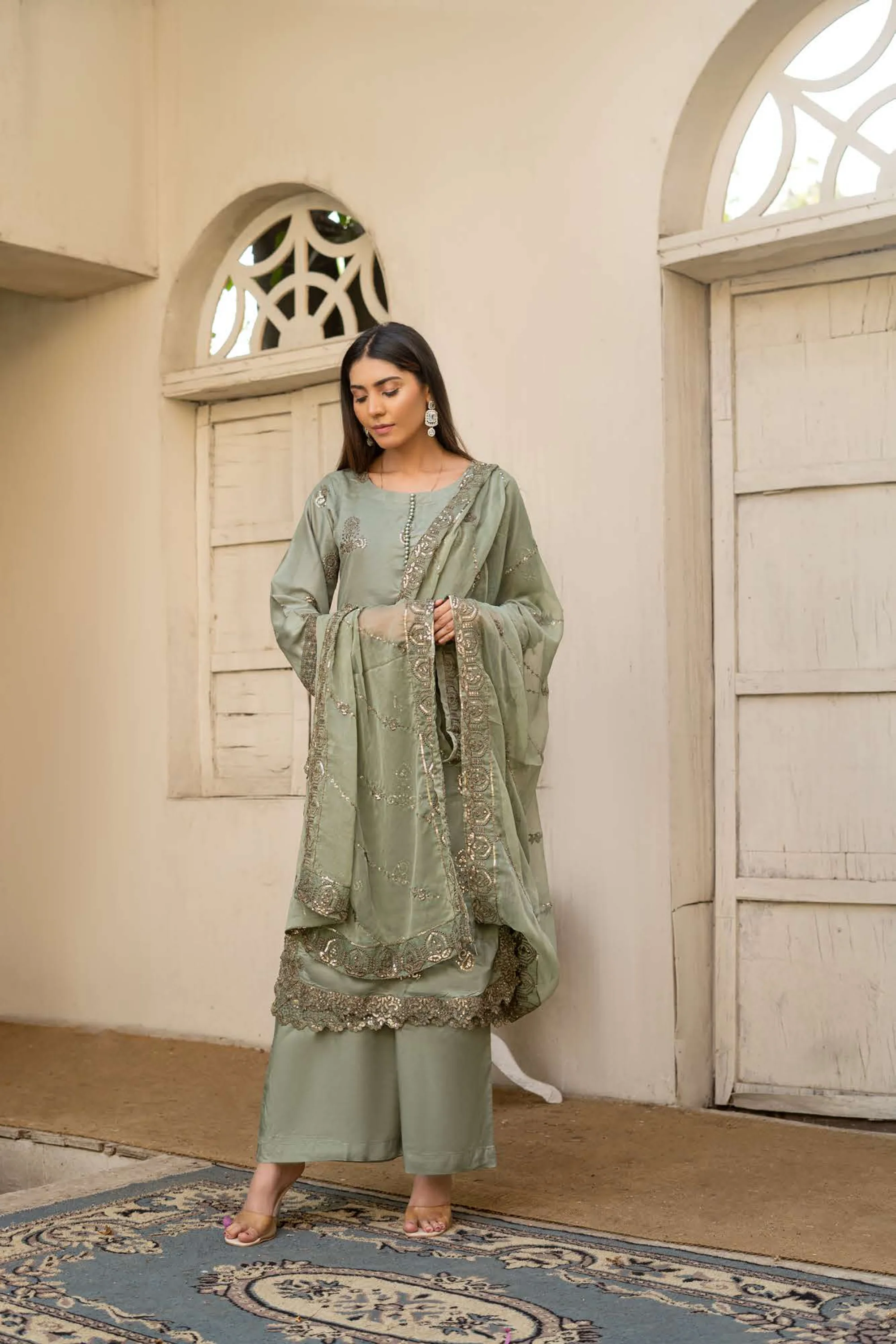 RGZ7105 - Rangz Chantelle Linen Suit Chiffon Scarf - Image 4