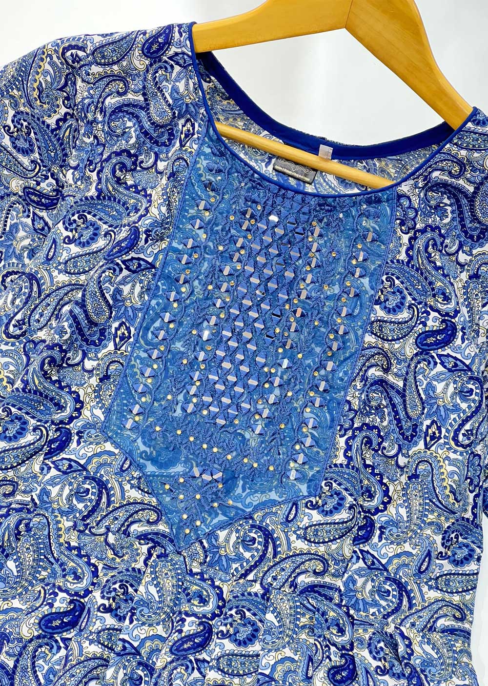 RGZ9918 Blue Paisley Crepe Dress - Image 2