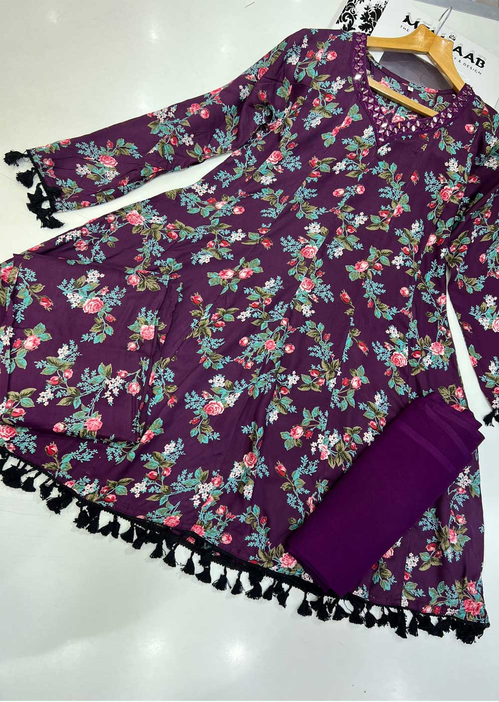 RGZ9923 Purple Printed Linen Dress