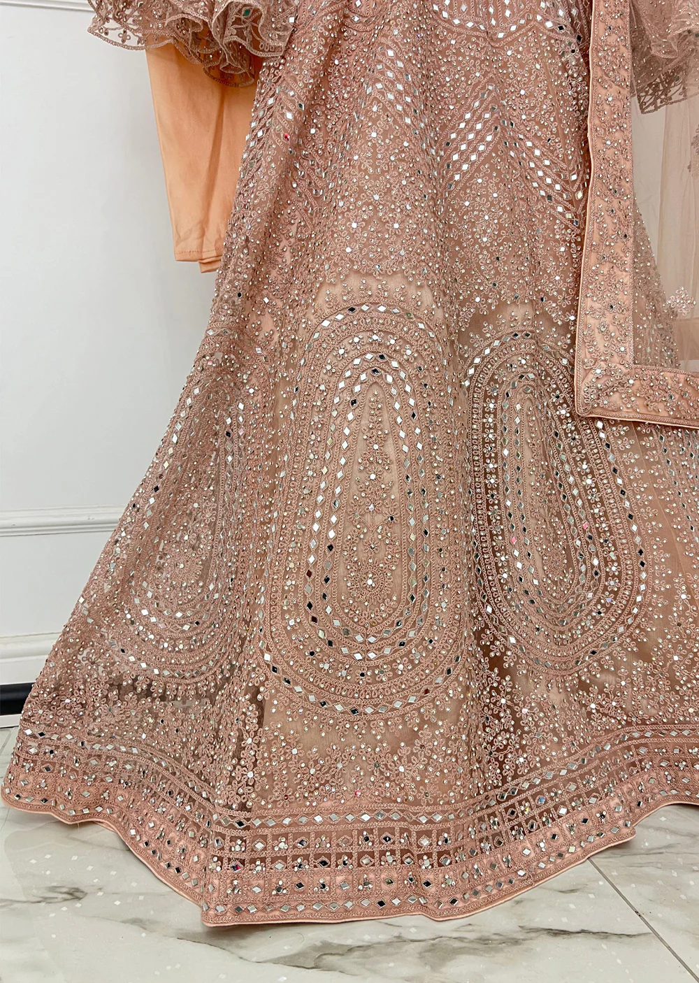 RH2103 Rita - Peach Fancy Net Maxi Dress - Image 2