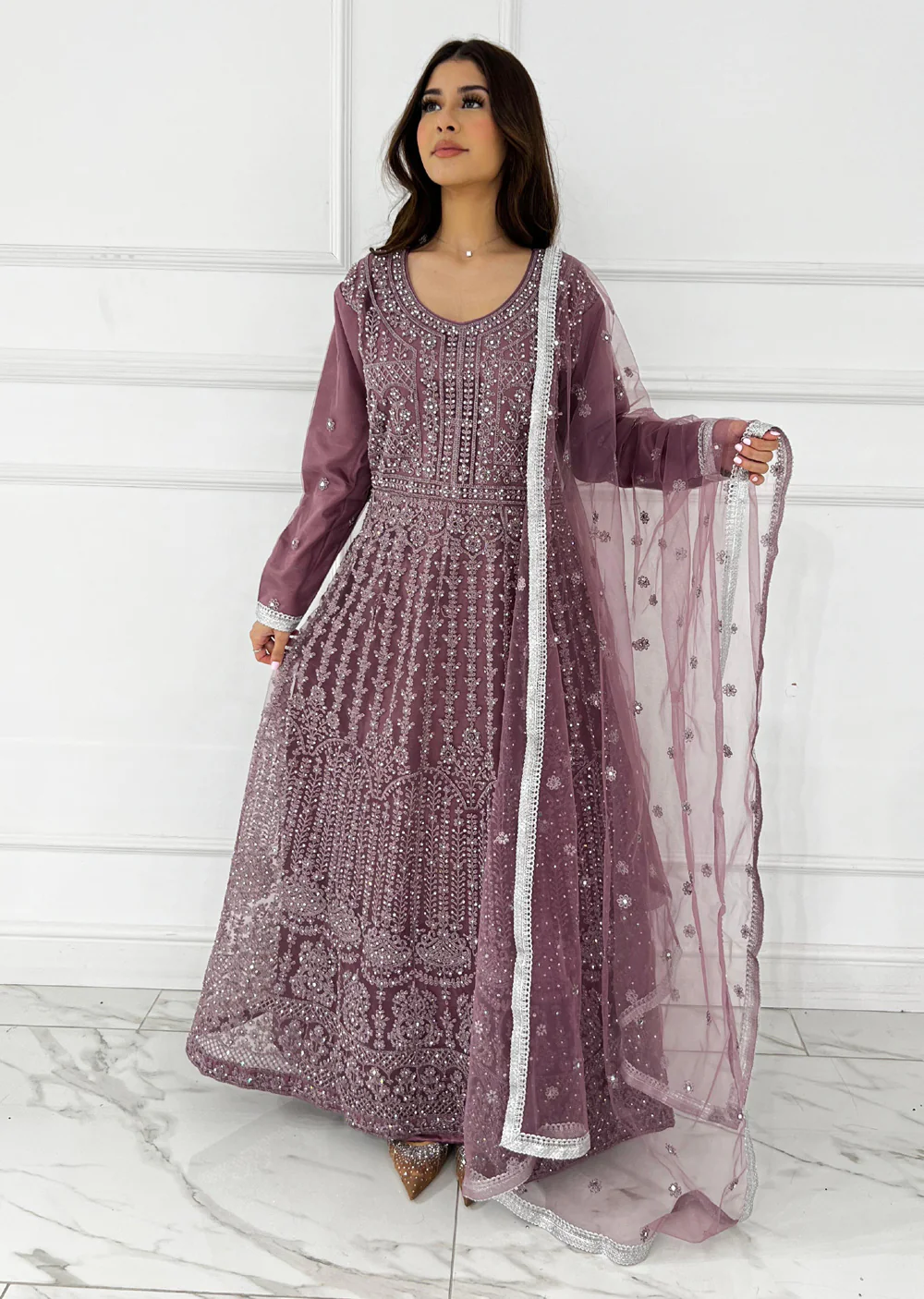 RH2109 Mayal - Lilac Fancy Net Maxi Dress