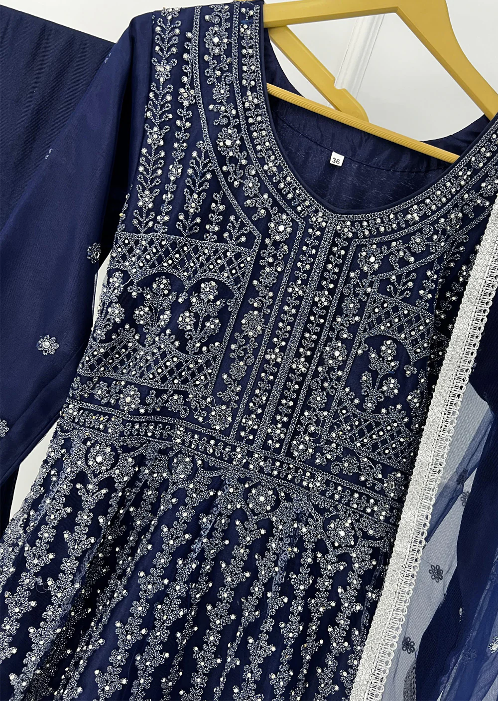 RH2109 Mayal - Navy Fancy Net Maxi Dress - Image 6