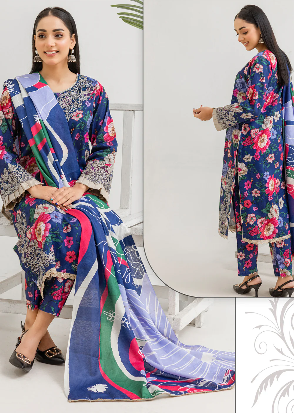 RLK-03-R - Readymade - Rangz Khaddar Winter Suit 2025 - Image 2