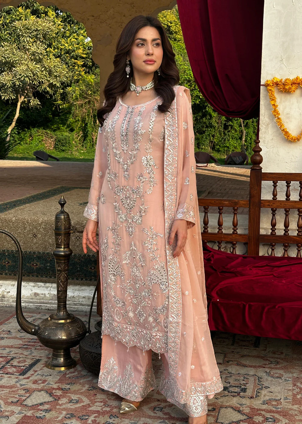 RMW-1509 - Readymade Partywear Chiffon Suit - Image 4