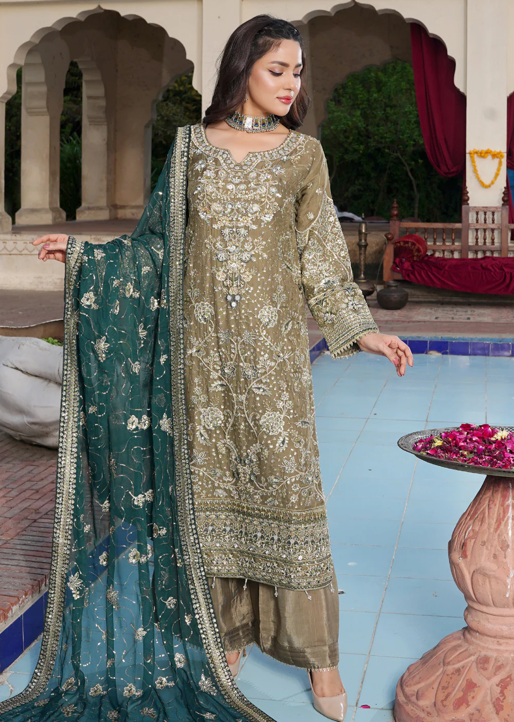 RMW-1561 - Readymade Partywear Chiffon Suit - Image 5