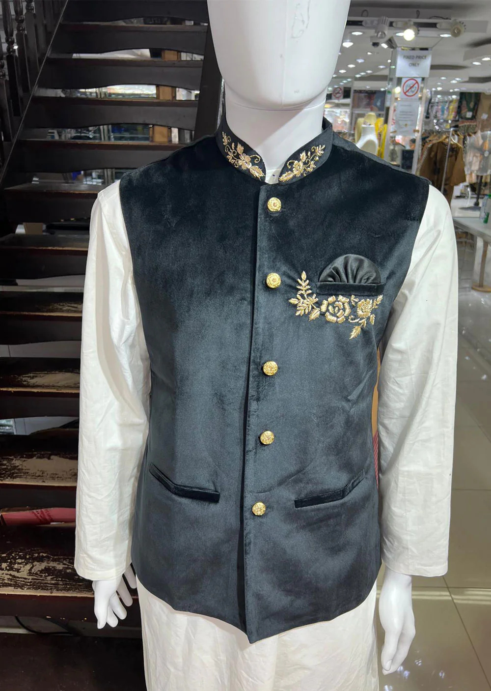 SBG2009 Mens Black Velour Waist Coat Father & Son