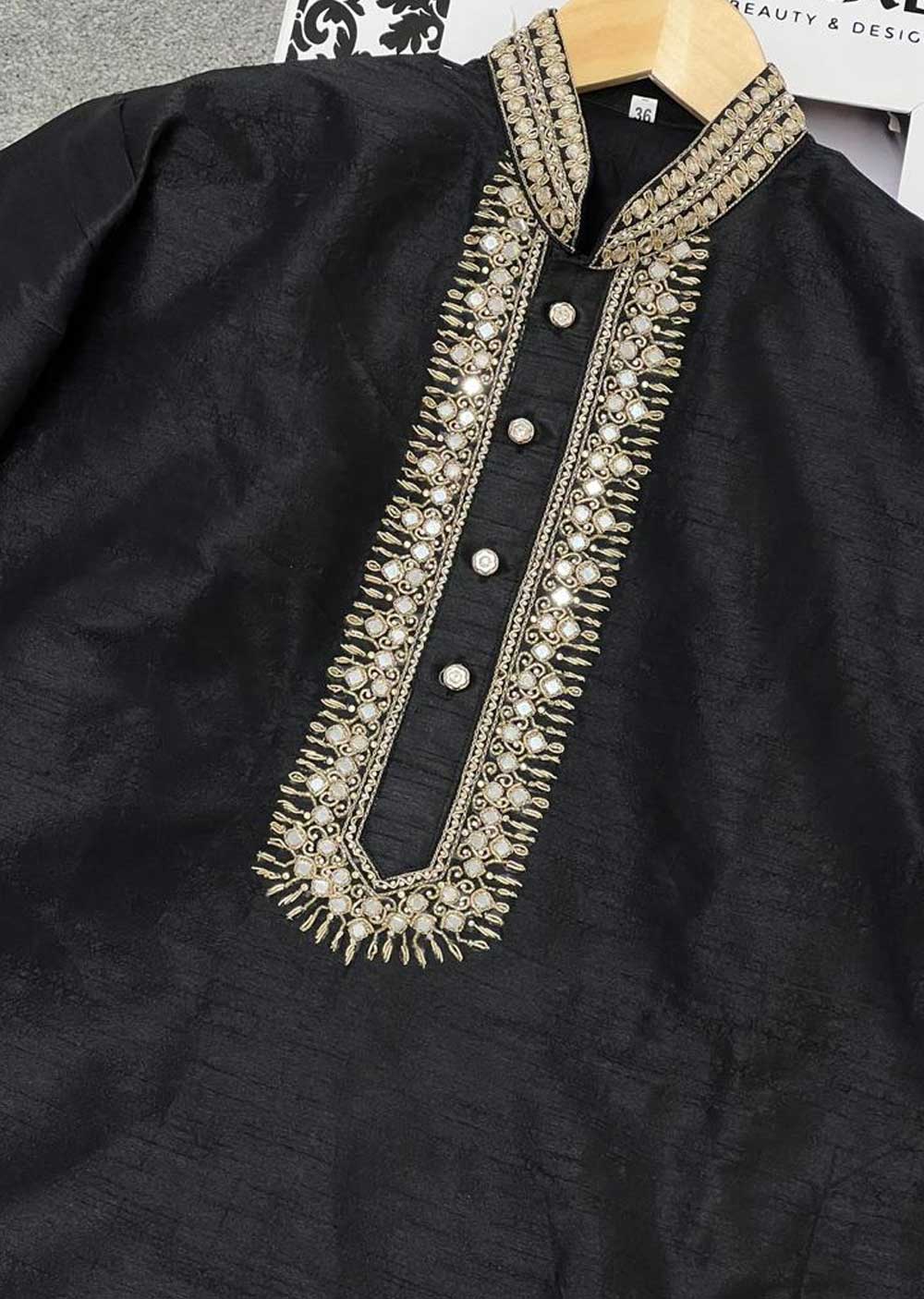 SBG27001 Black Mens Kurta Pajama Set - Image 2