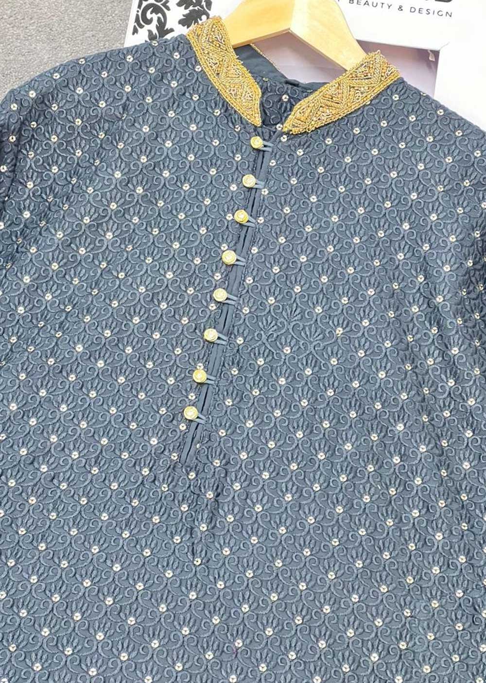 SBG27003 Grey Mens Kurta Pajama Set - Image 2