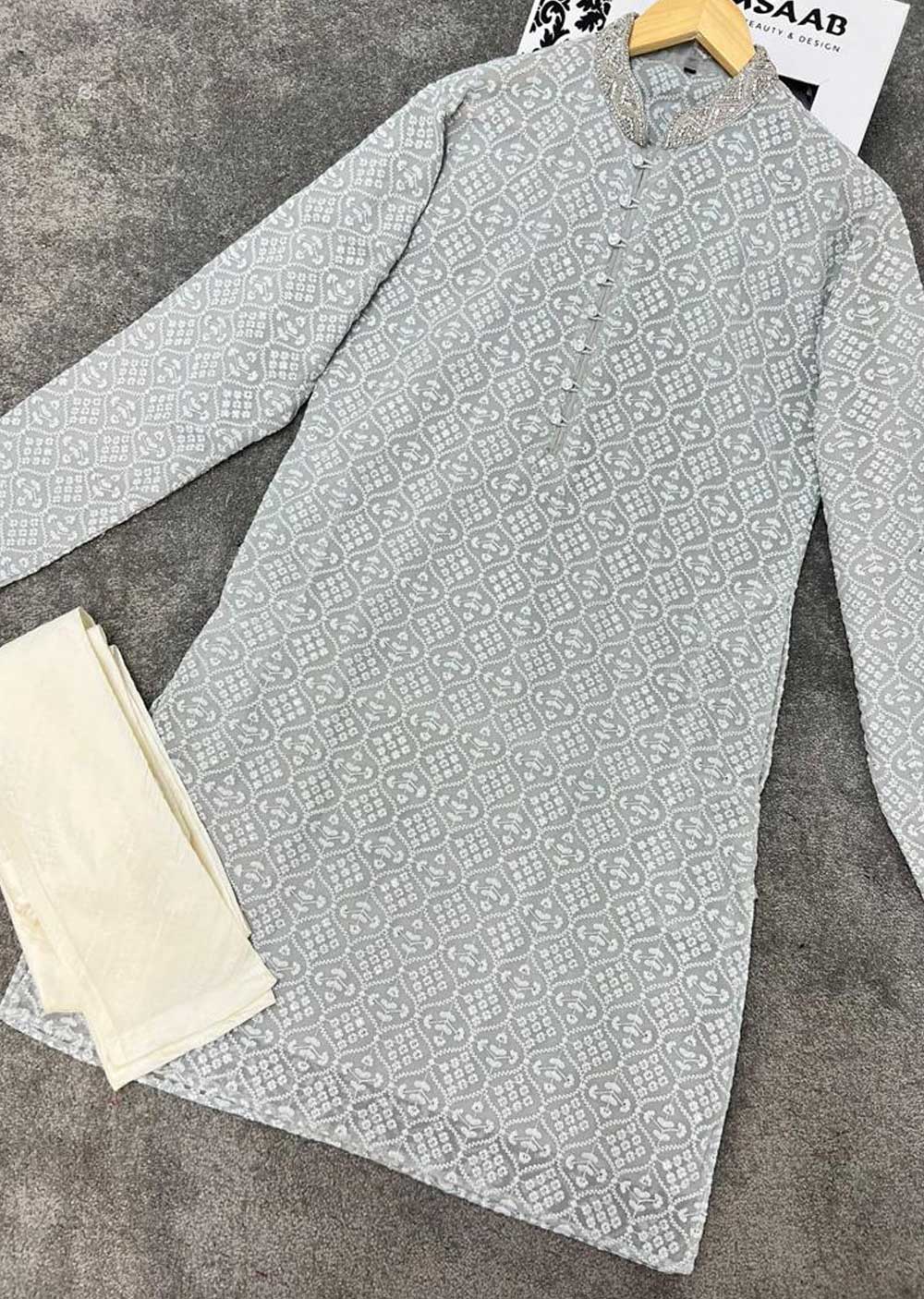 SBG27004 Grey Mens Kurta Pajama Set