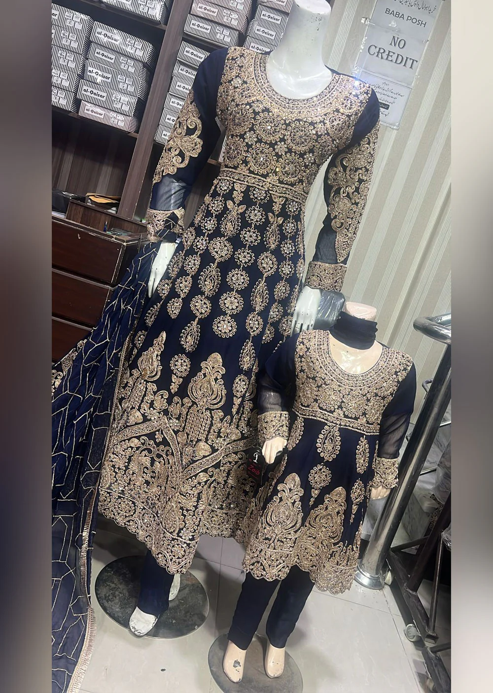 SHAZ1102 - Navy - Readymade Mother & Daughter Suit - Image 2