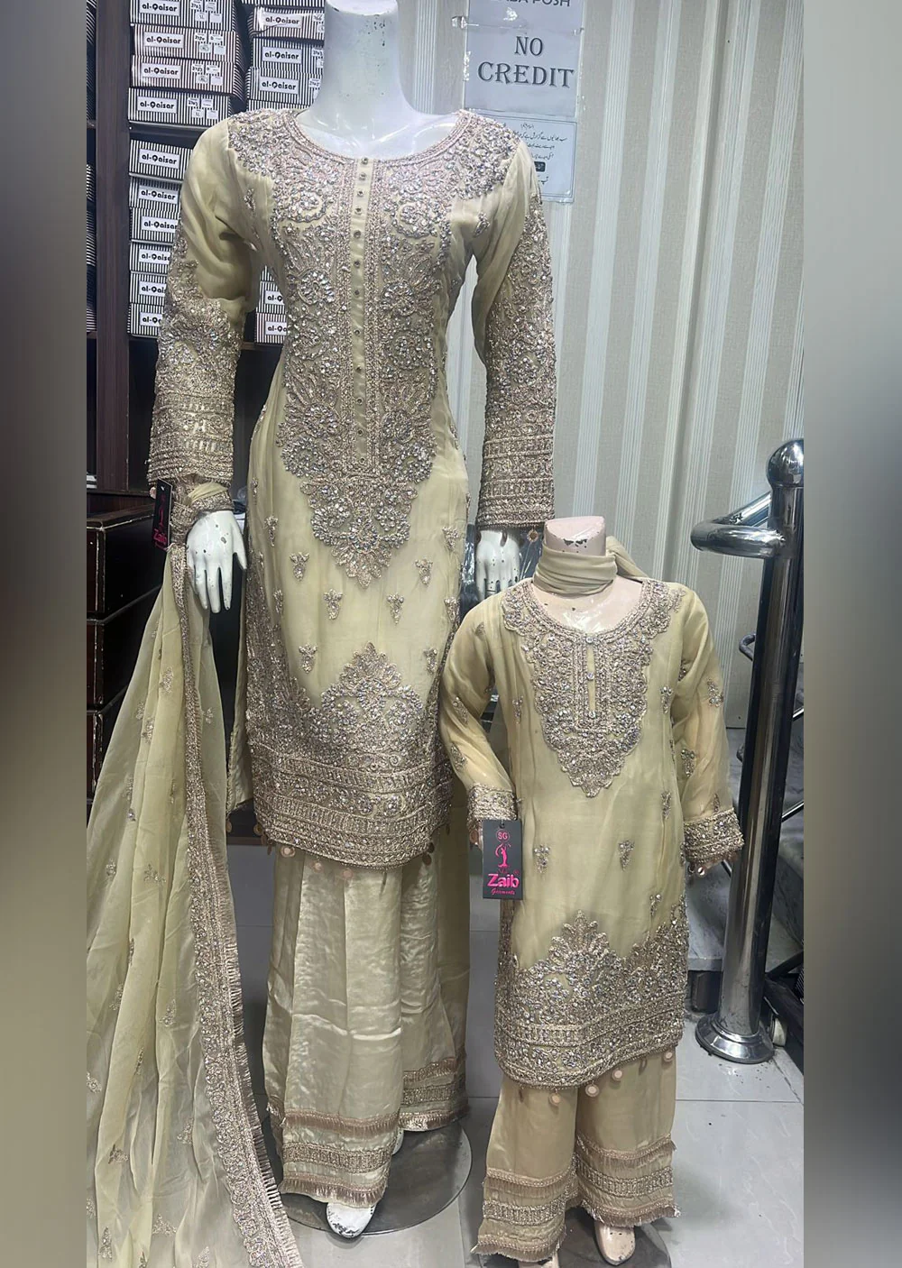 SHAZ1103 - Gold - Readymade Mother & Daughter Suit