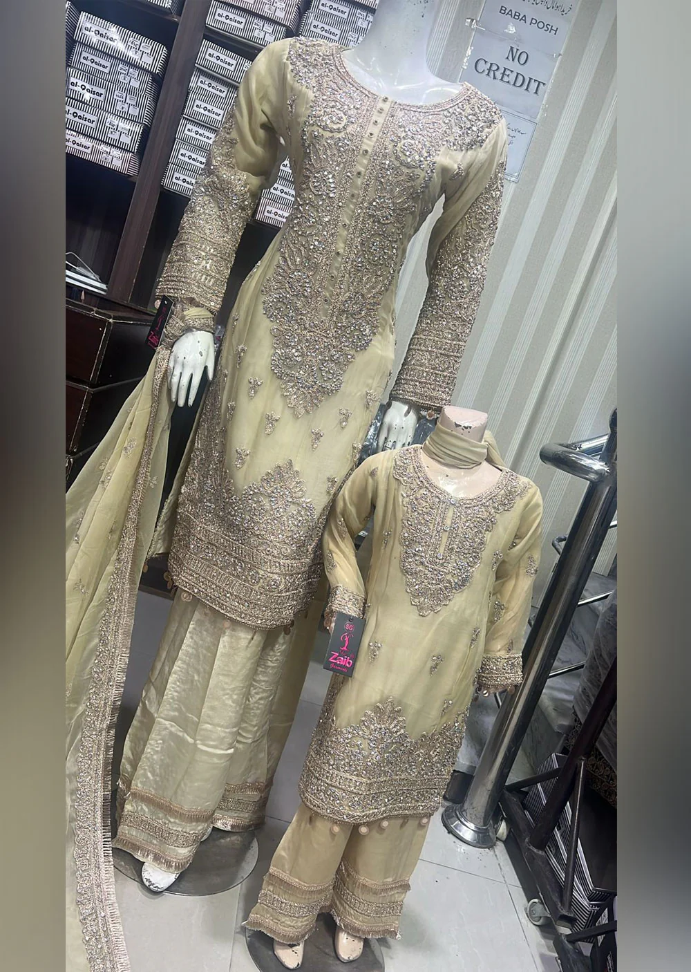 SHAZ1103 - Gold - Readymade Mother & Daughter Suit - Image 2