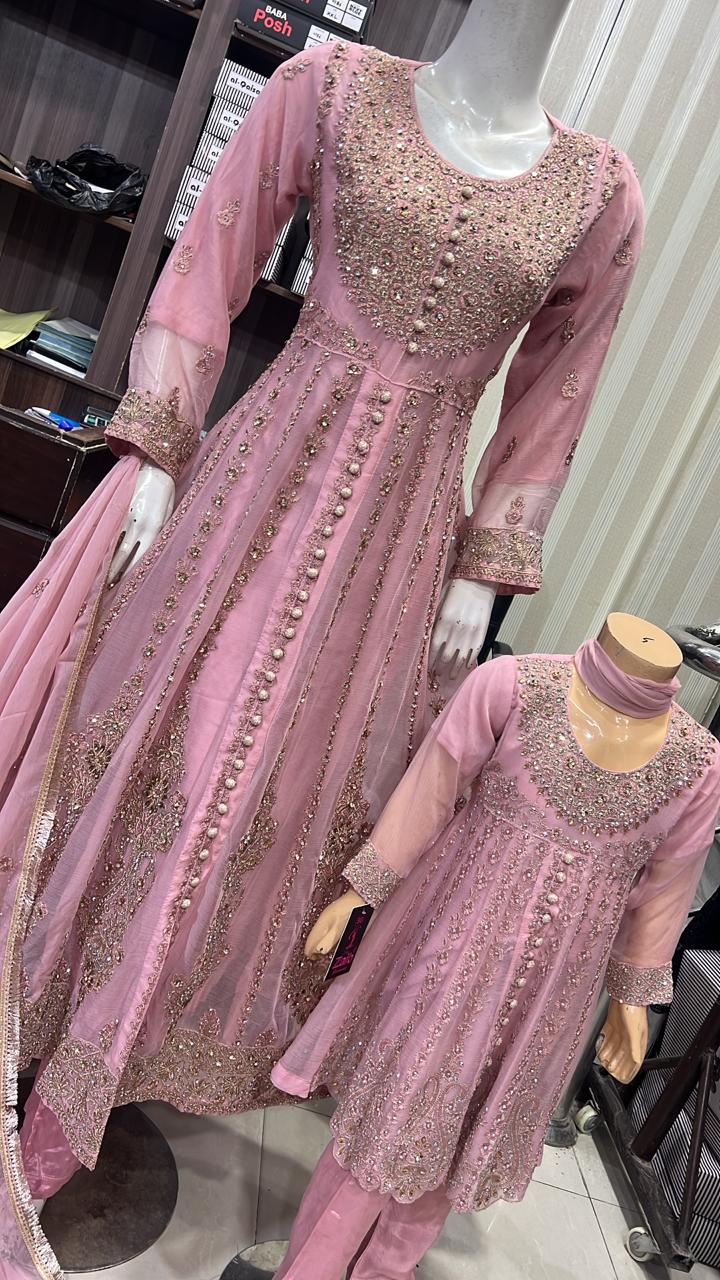 SHAZ1778 - Readymade - Pink Chiffon - Mummy n Me Outfit - Image 4