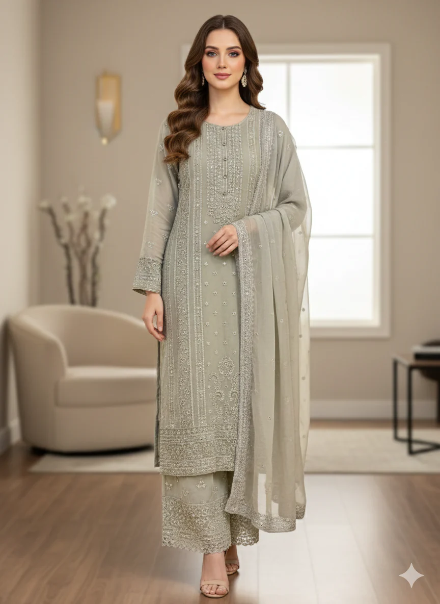 Shaz1908 - Readymade Chiffon Suit - Image 4