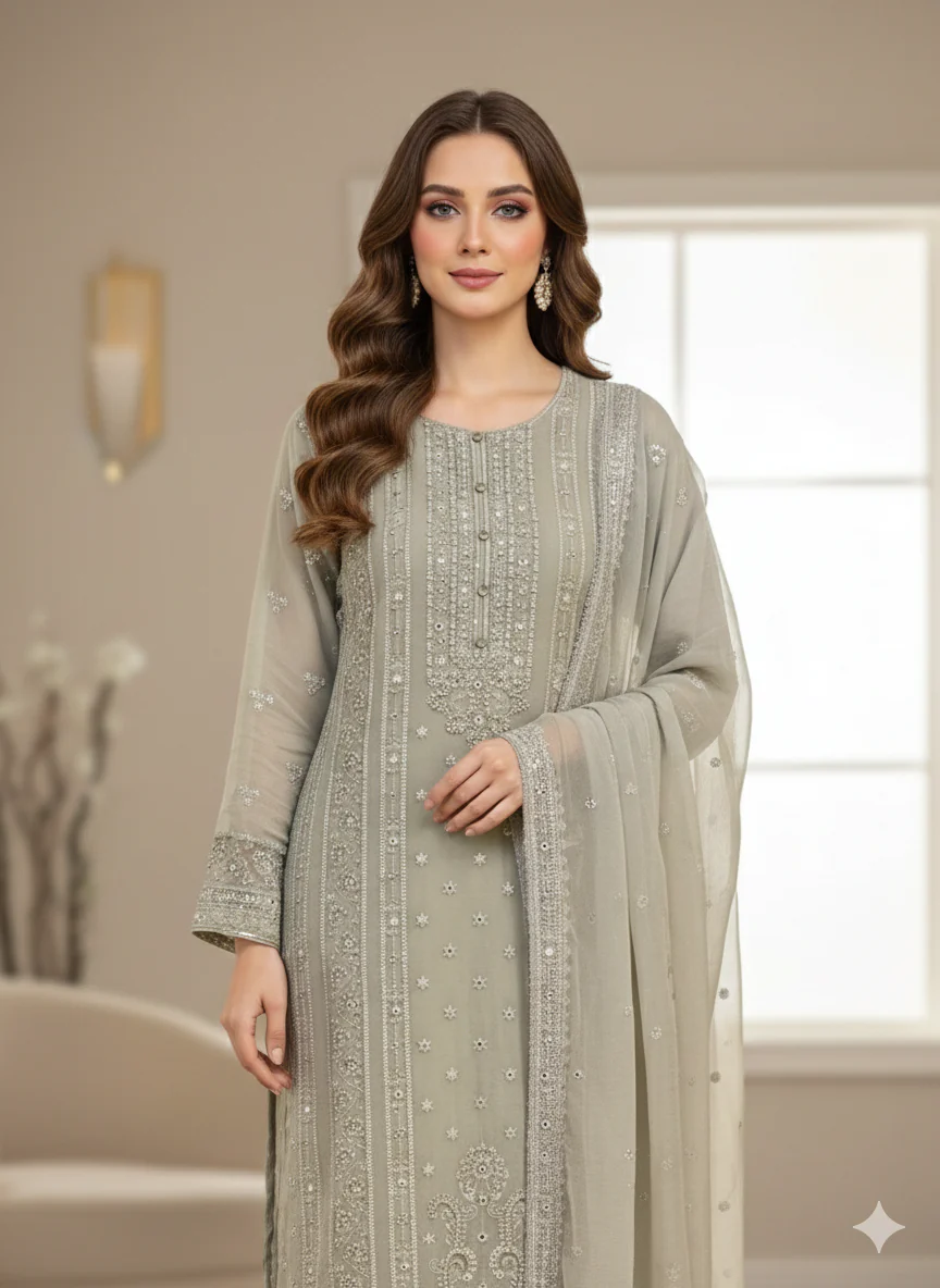 Shaz1908 - Readymade Chiffon Suit - Image 8