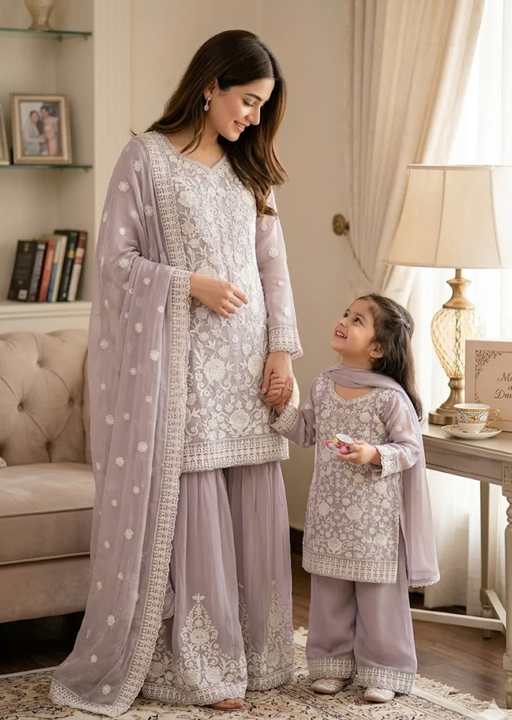 SHAZ1926 - Readymade Chiffon Mummy n Me Outfit - Image 3