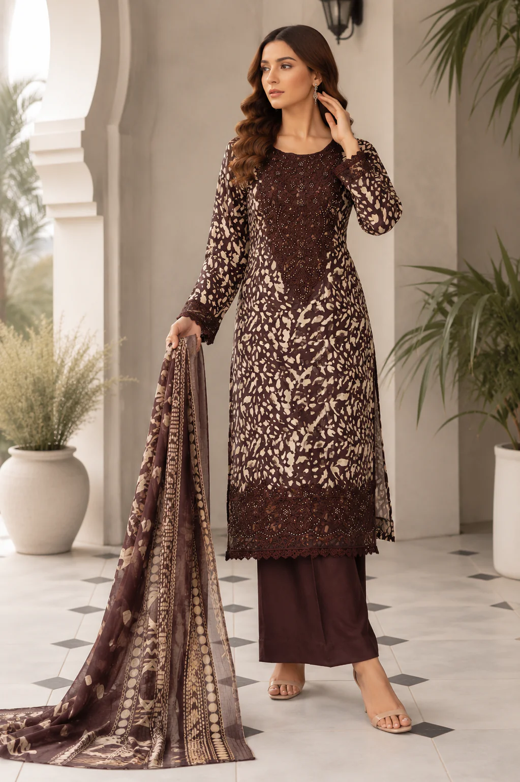 SHAZ1934 - viscose Embroidered 3-Piece Suite - Image 5
