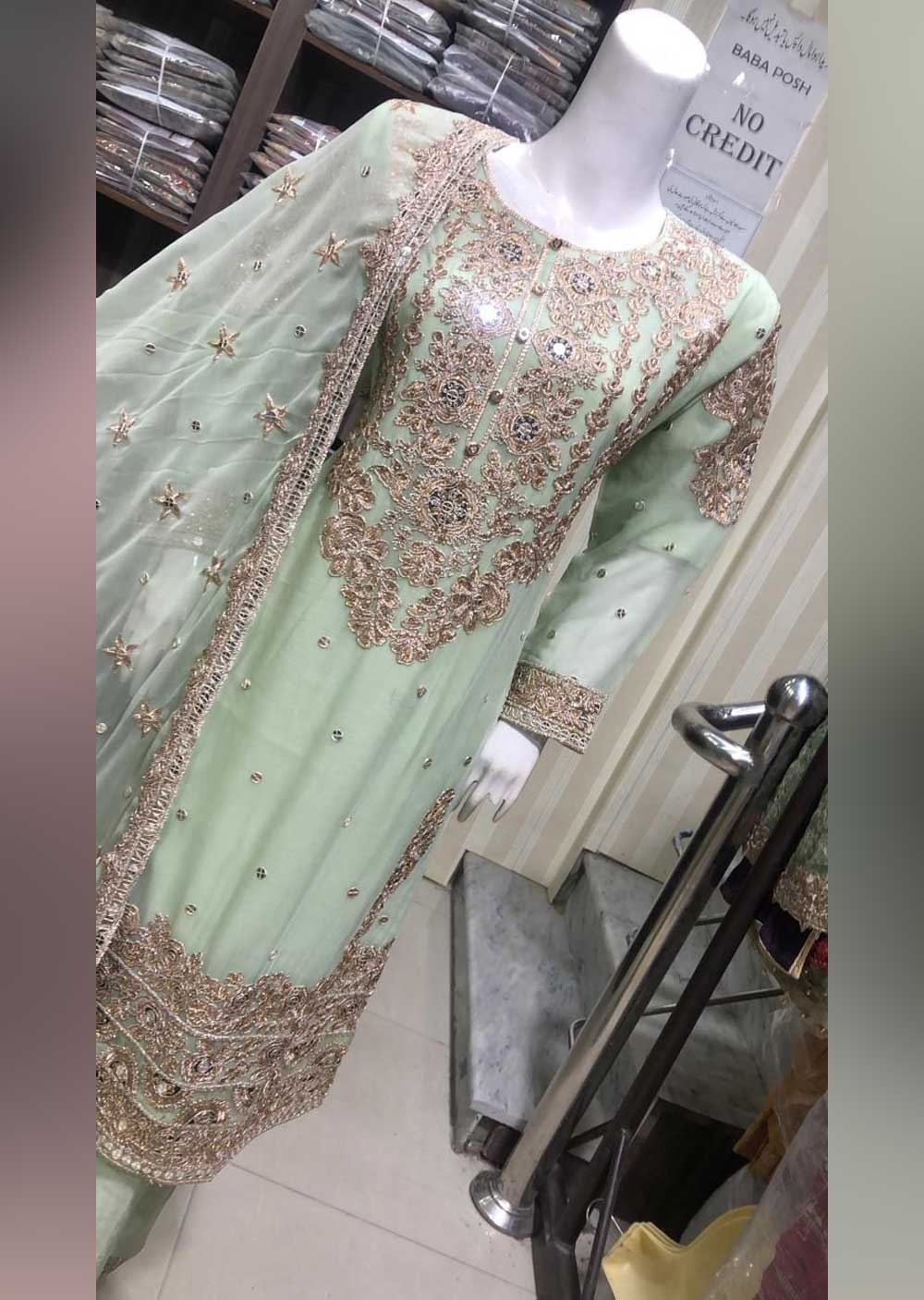 SHAZ6570 Green Readymade Mother & Daughter Suit - Image 2