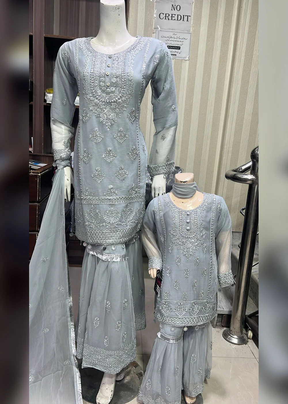 SHAZ9005 - Grey - Readymade Chiffon Party Gown