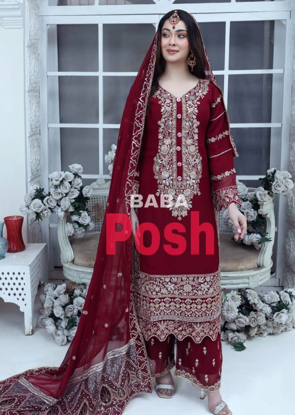 SHAZ9006 Chiffon Embroidered Suit 4 Colours
