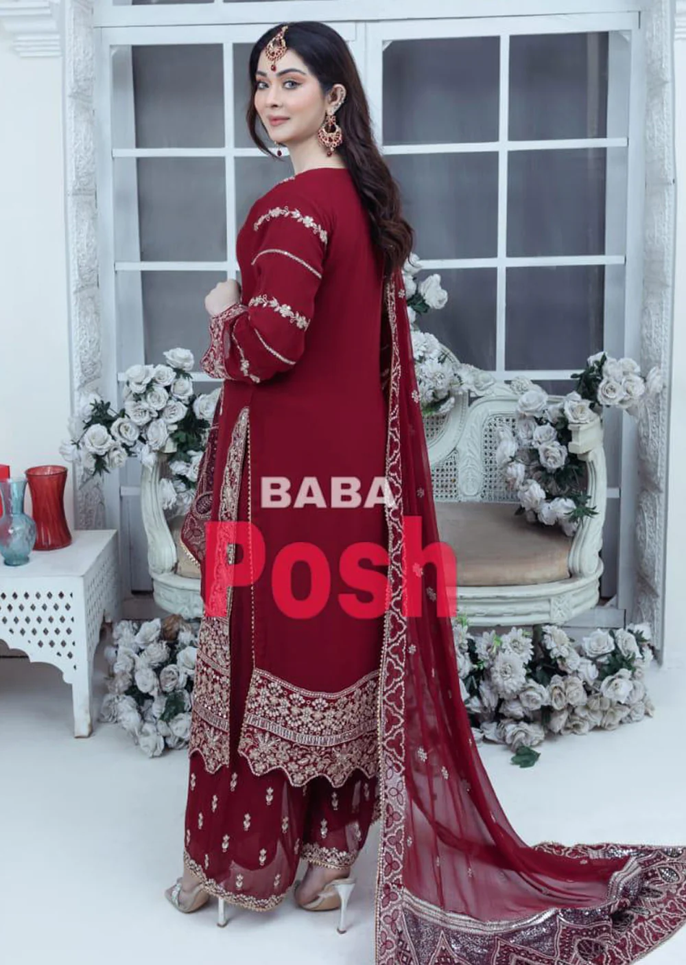 SHAZ9006 Chiffon Embroidered Suit 4 Colours - Image 6