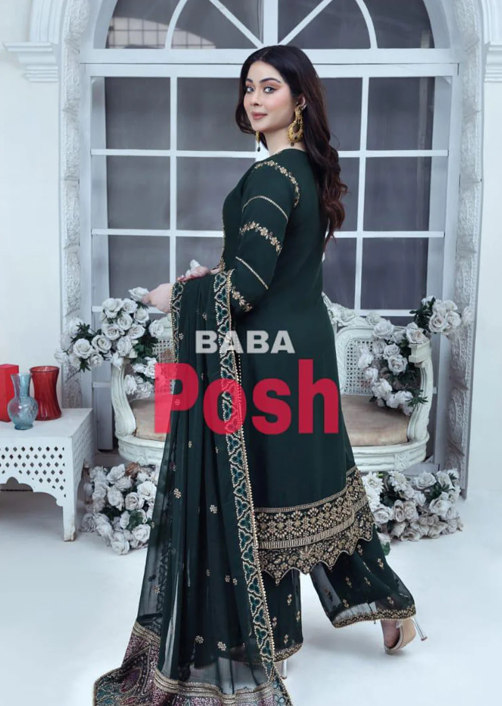 SHAZ9006 Chiffon Embroidered Suit 4 Colours - Image 8
