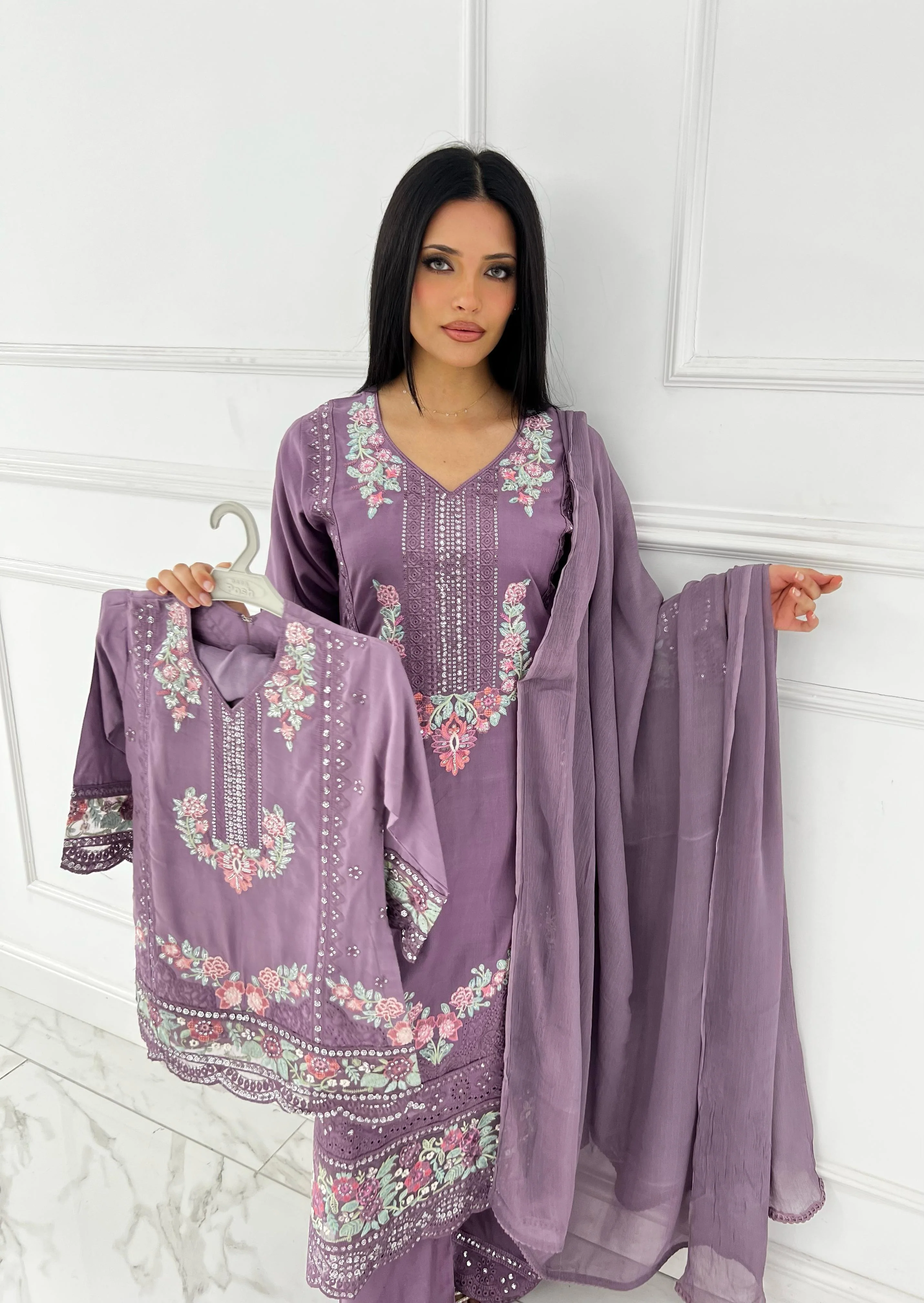 SHAZ9007 Chiffon Embroidered Mummy n Me Suits - Image 28