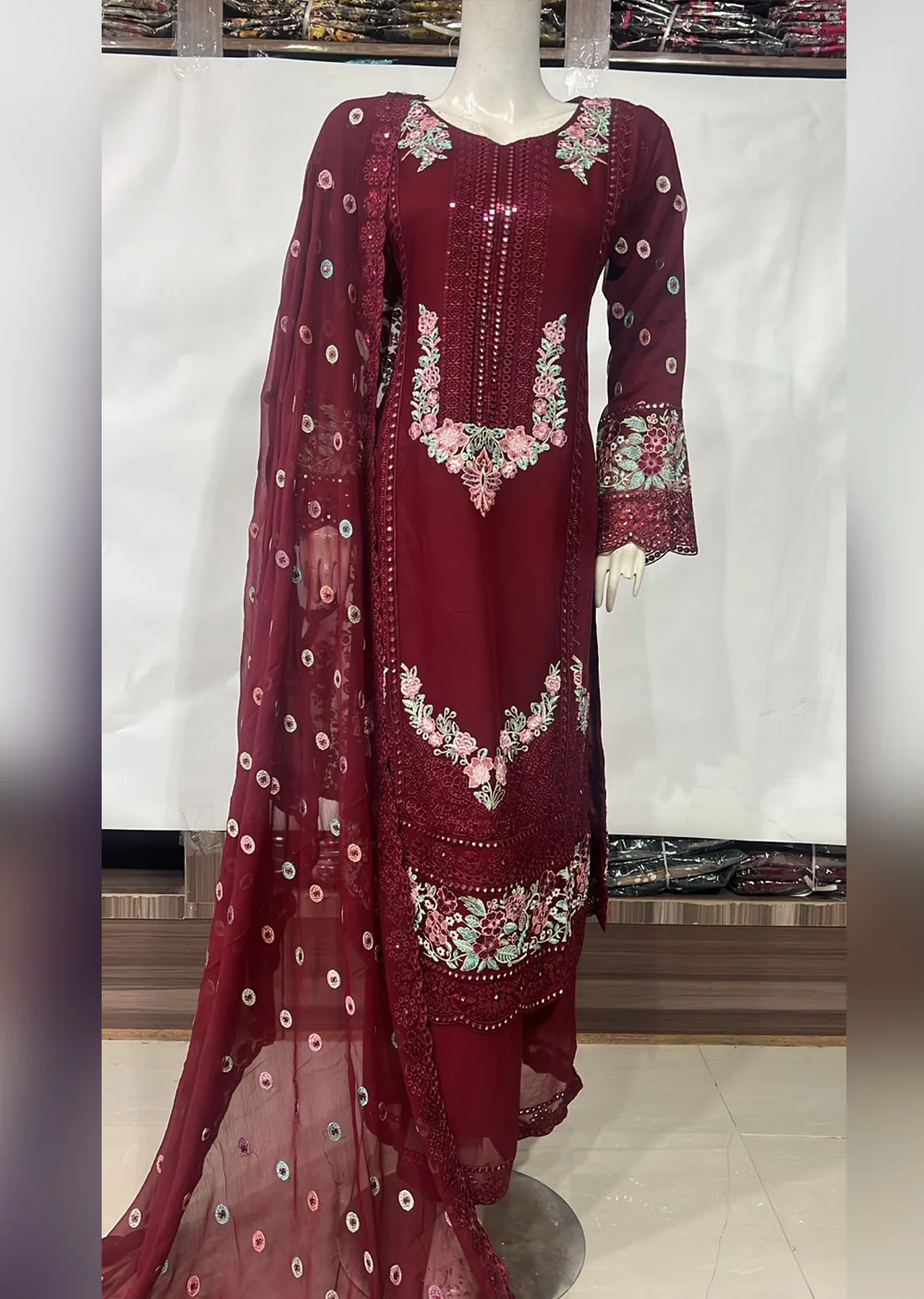 SHAZ9007 Chiffon Embroidered Mummy n Me Suits - Image 8