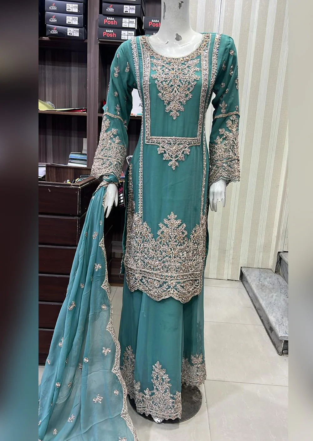 SHAZ9008 Chiffon Embroidered Mummy n Me Outfit - Image 10