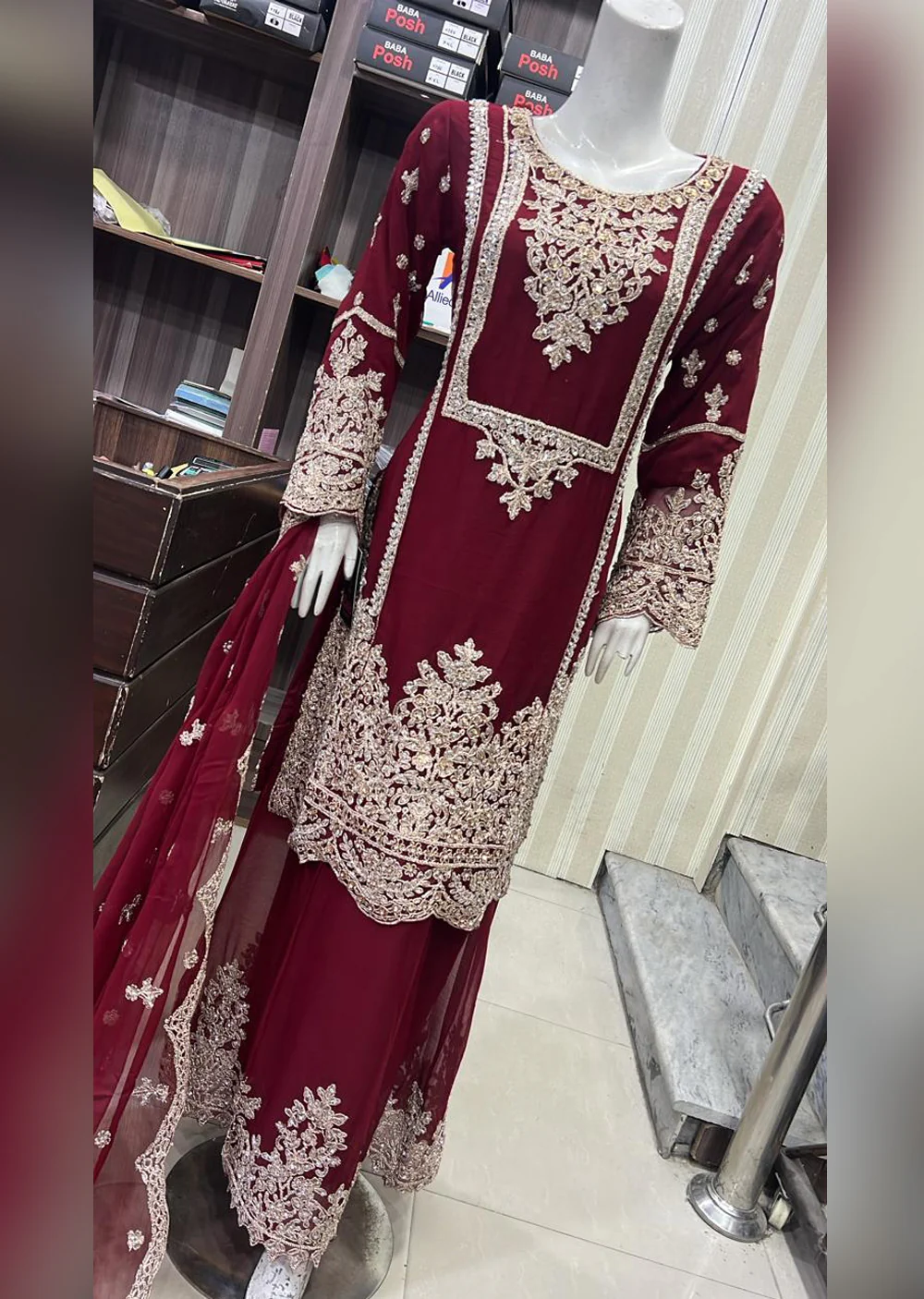 SHAZ9008 Chiffon Embroidered Mummy n Me Outfit - Image 12