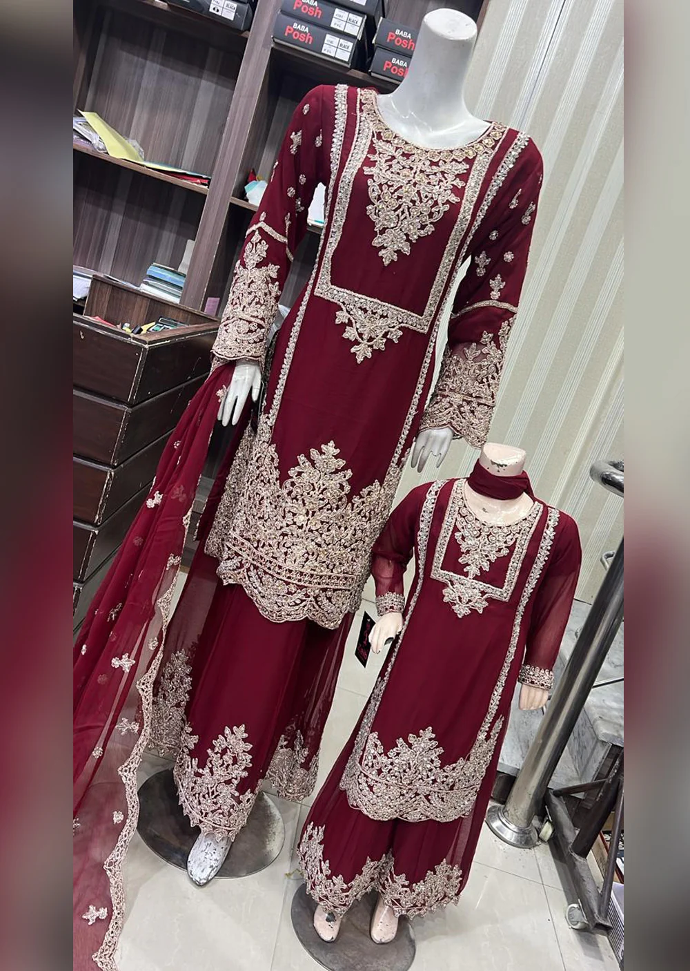 SHAZ9008 Chiffon Embroidered Mummy n Me Outfit - Image 13