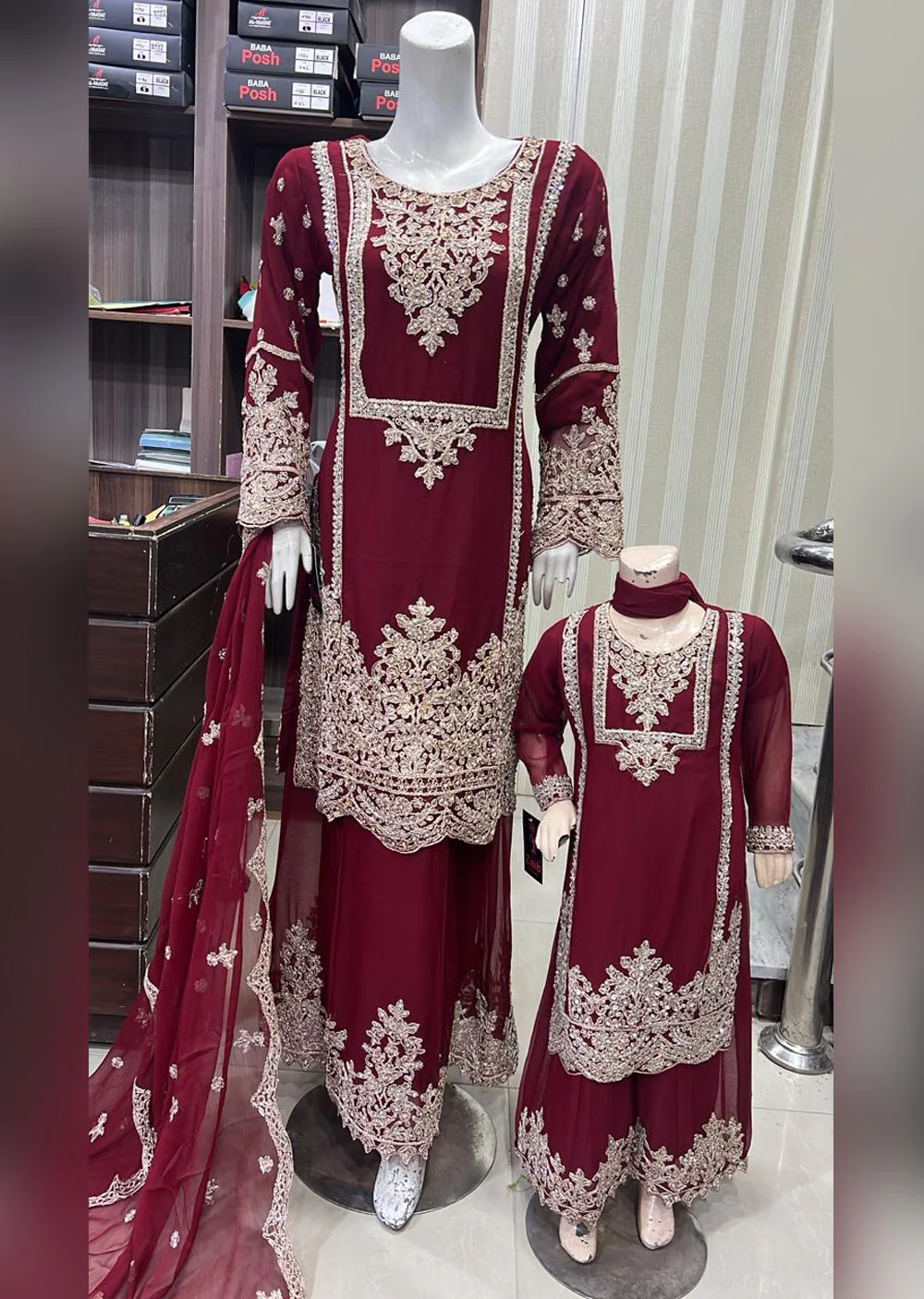 SHAZ9008 Chiffon Embroidered Mummy n Me Outfit - Image 3