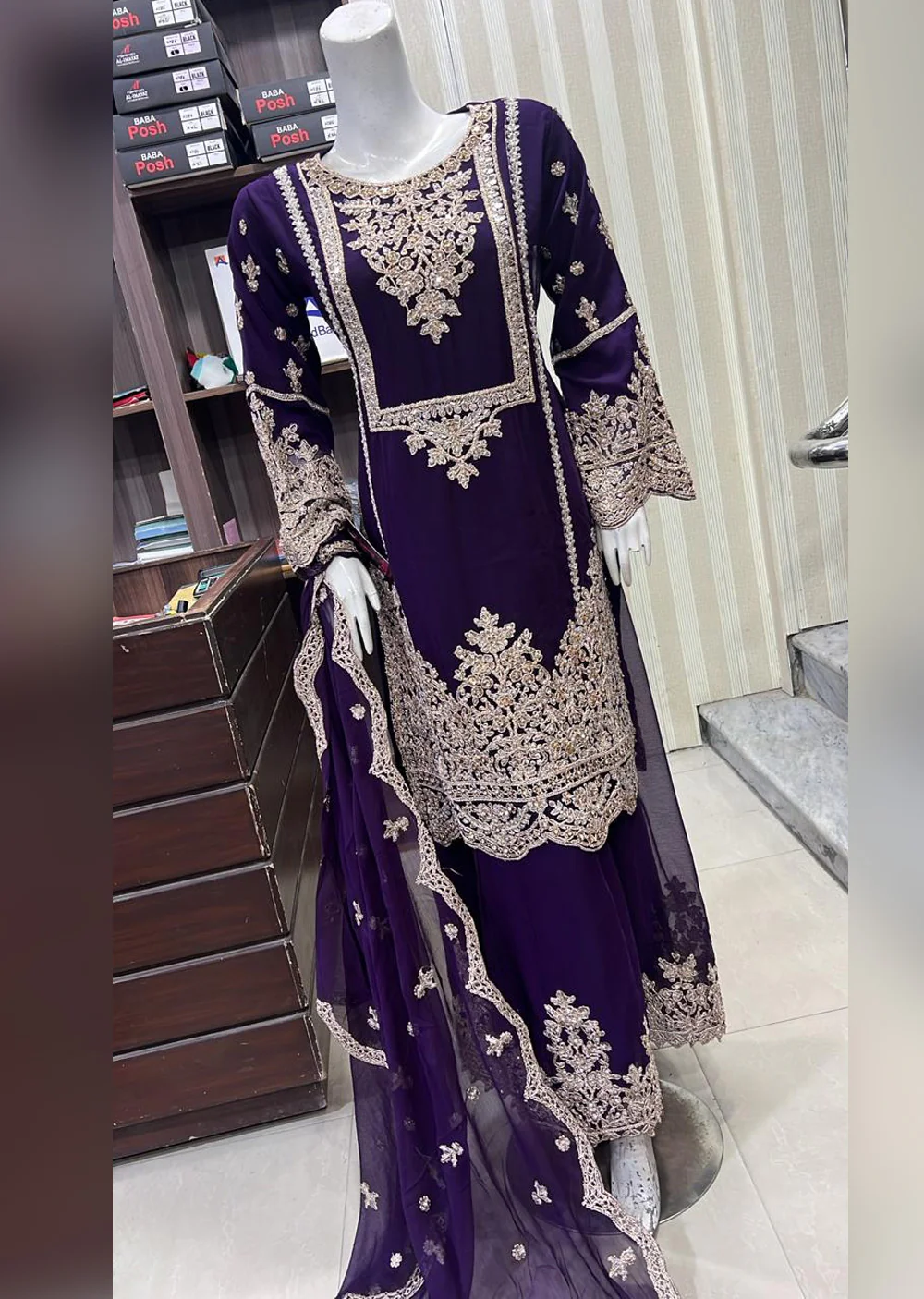 SHAZ9008 Chiffon Embroidered Mummy n Me Outfit - Image 6