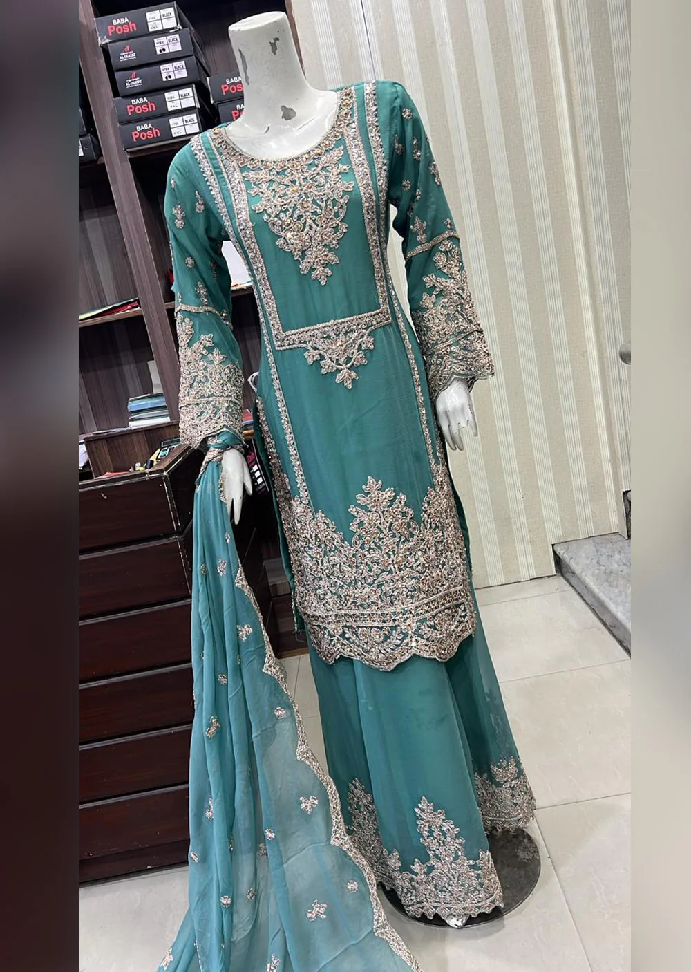 SHAZ9008 Chiffon Embroidered Mummy n Me Outfit - Image 8
